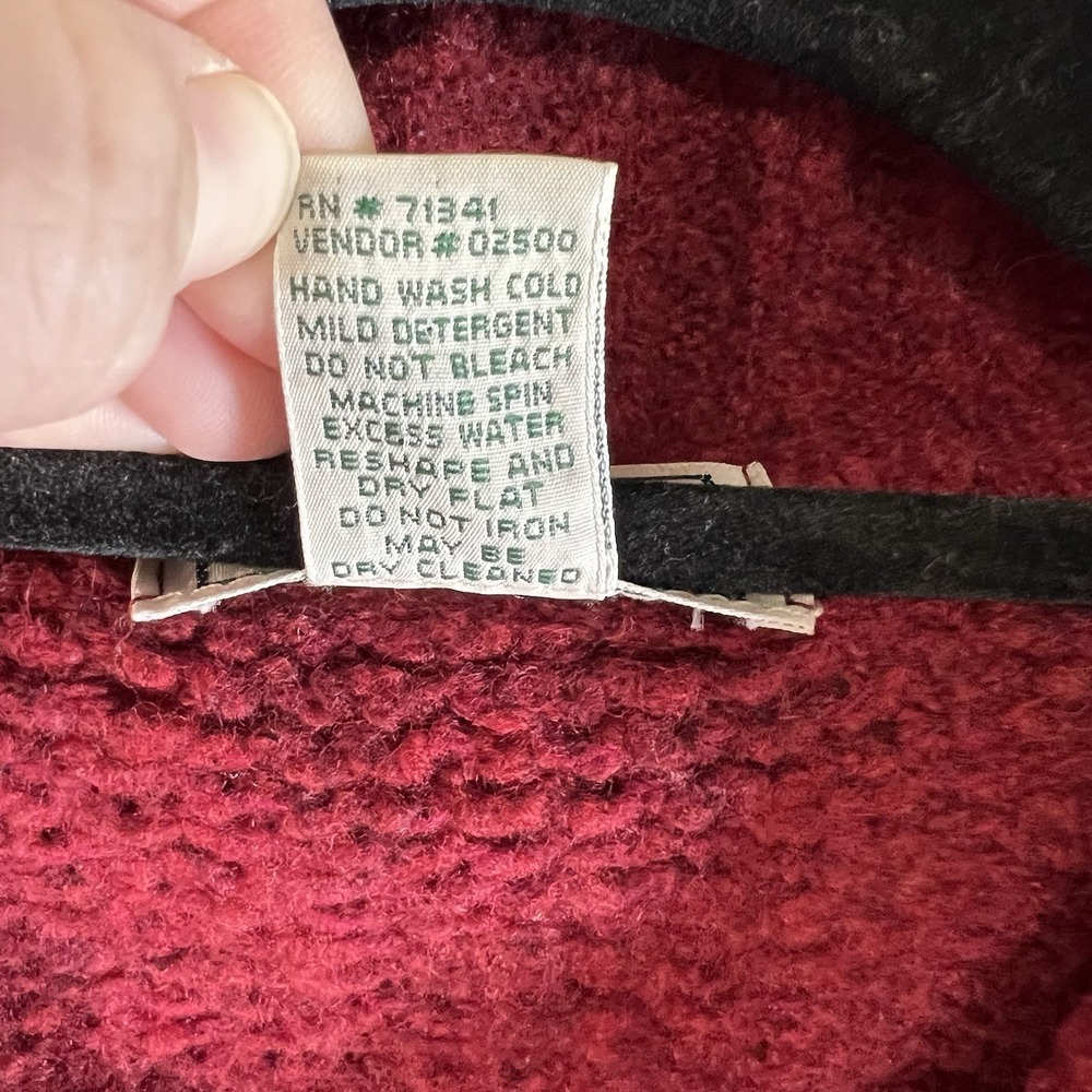 L.L. Bean Wool‎ Blend Sweater Women XL Red Knit Full Zip Fisherman Vintage - Picture 5 of 11